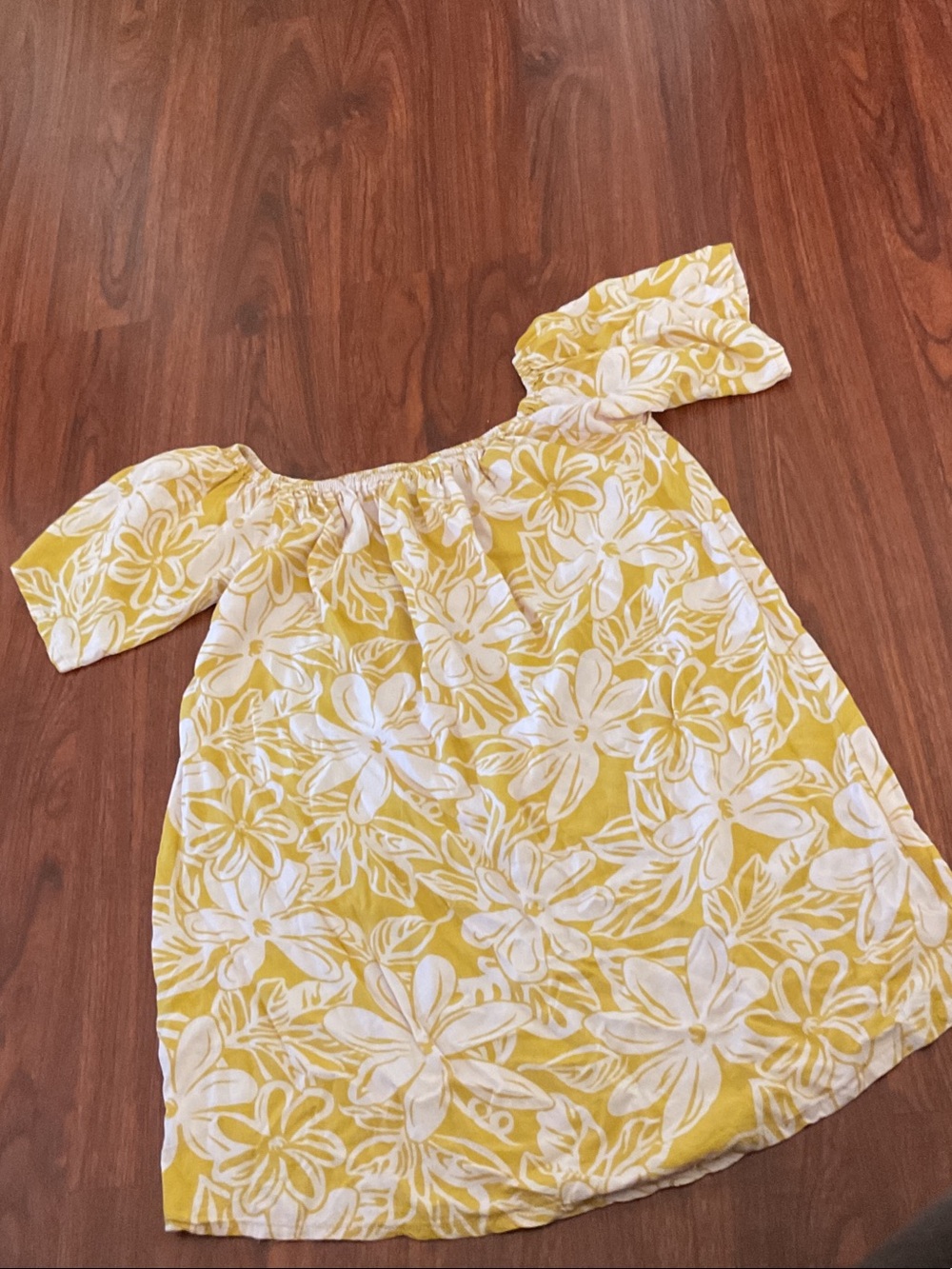 Yellow Floral Off-Shoulder woman’s Dress